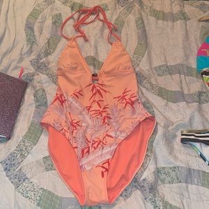 Pink Eyelet Medium Floral Feather Print Old Navy One Piece